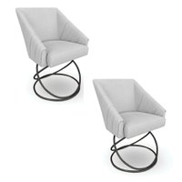 Kit 2 Poltronas Luxo Alana Bouclê Cinza Base Luxo Preto - Pallazio