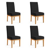 Kit 4 Cadeiras de Jantar Brisa Veludo Preto Base de Madeira - Pallazio