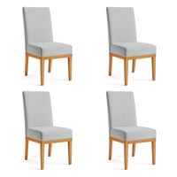 Kit 4 Cadeiras de Jantar Brisa Suede Cinza Base de Madeira - Pallazio