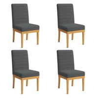 Kit 4 Cadeiras de Jantar Solana Boucle Grafite Base de Madeira - Pallazio