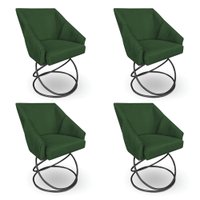 Kit 4 Poltronas Luxo Alana Suede Verde Base Luxo Preto - Pallazio