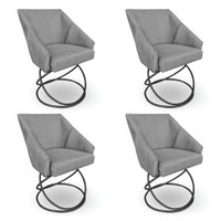 Kit 4 Poltronas Luxo Alana Suede Grafite Base Luxo Preto - Pallazio