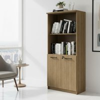 Armário de Escritório Estante 2 Portas com Chave 70cm Multimóveis CR25346 Amêndoa