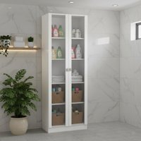 Armário Multiuso Lavanderia 2 Portas com Vidro 59,8cm Multimóveis CR30053 Branco