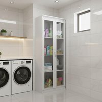Armário Multiuso Lavanderia 2 Portas com Vidro 60cm Multimóveis CR30051 Branco