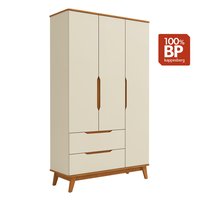 Guarda-Roupas Infantil 3 Portas 120cm Kappesberg Crescer Argila/Jequitiba