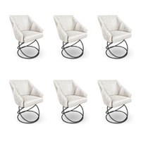 Kit 6 Poltronas Luxo Alana Suede Bege Base Luxo Preto - Pallazio