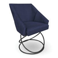 Poltrona Luxo Alana Veludo Azul Marinho Base Luxo Preto - Pallazio