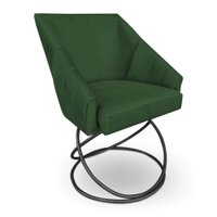 Poltrona Luxo Alana Suede Verde Base Luxo Preto - Pallazio