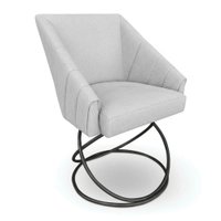 Poltrona Luxo Alana Bouclê Cinza Base Luxo Preto - Pallazio
