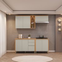 Cozinha Modulada Allure Linea Brasil 4 Pe&ccedil;as MDF A&eacute;reo com LED e Balc&otilde;es A02M2