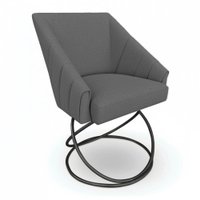 Poltrona Luxo Alana Linho Grafite Base Luxo Preto - Pallazio