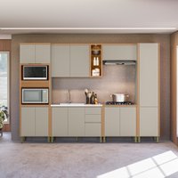 Cozinha Modulada Allure Linea Brasil 6 Pe&ccedil;as MDF com LED Torre Quente e Paneleiro Simples A01M5