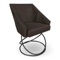Poltrona Luxo Alana Suede Marrom Base Luxo Preto - Pallazio