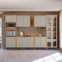 Cozinha Modulada Allure Linea Brasil 6 Pe&ccedil;as MDF com Torre Quente e Cristaleira LED A01M6