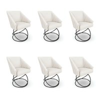 Kit 6 Poltronas Luxo Alana Bouclê Bege Base Luxo Preto - Pallazio