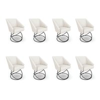 Kit 8 Poltronas Luxo Alana Bouclê Bege Base Luxo Preto - Pallazio