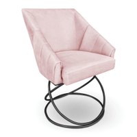 Poltrona Luxo Alana Suede Rosa Bebê Base Luxo Preto - Pallazio