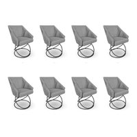 Kit 8 Poltronas Luxo Alana Suede Grafite Base Luxo Preto - Pallazio