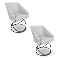 Kit 2 Poltronas Luxo Alana Bouclê Base Luxo Preto - Pallazio Cor:Cinza