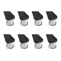Kit 8 Poltronas Luxo Alana Suede Base Luxo Preto - Pallazio Cor:Preto