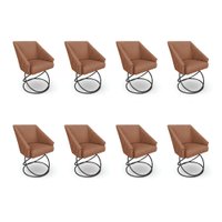 Kit 8 Poltronas Luxo Alana Bouclê Base Luxo Preto - Pallazio Cor:Terracota