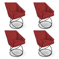 Kit 4 Poltronas Luxo Alana Suede Base Luxo Preto - Pallazio Cor:Vermelho