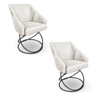 Kit 2 Poltronas Luxo Alana Veludo Base Luxo Preto - Pallazio Cor:Bege