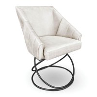 Poltrona Luxo Alana Suede Base Luxo Preto - Pallazio Cor:Bege