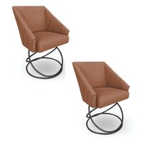 Kit 2 Poltronas Luxo Alana Bouclê Base Luxo Preto - Pallazio Cor:Terracota