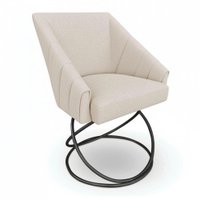 Poltrona Luxo Alana Linho Base Luxo Preto - Pallazio Cor:Bege