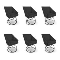 Kit 6 Poltronas Luxo Alana Suede Base Luxo Preto - Pallazio Cor:Preto