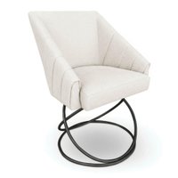 Poltrona Luxo Alana Bouclê Base Luxo Preto - Pallazio Cor:Bege