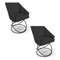 Kit 2 Poltronas Luxo Alana Veludo Base Luxo Preto - Pallazio Cor:Preto