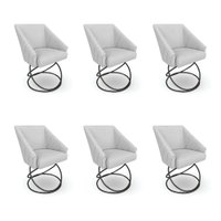 Kit 6 Poltronas Luxo Alana Bouclê Base Luxo Preto - Pallazio Cor:Cinza