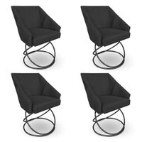 Kit 4 Poltronas Luxo Alana Veludo Base Luxo Preto - Pallazio Cor:Preto