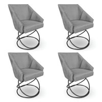 Kit 4 Poltronas Luxo Alana Suede Base Luxo Preto - Pallazio Cor:Grafite