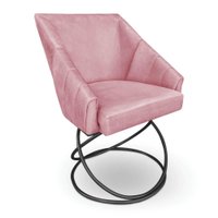 Poltrona Luxo Alana Veludo Base Luxo Preto - Pallazio Cor:Rosê