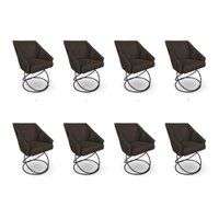 Kit 8 Poltronas Luxo Alana Suede Base Luxo Preto - Pallazio Cor:Marrom