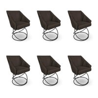 Kit 6 Poltronas Luxo Alana Suede Base Luxo Preto - Pallazio Cor:Marrom