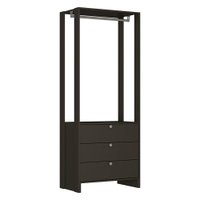 Closet Modulado 3 Gavetas 200X80 cm EY102 Grafite Intenso NOVAM