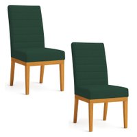 Kit 2 Cadeiras de Jantar Solana Suede Verde Base de Madeira - Pallazio