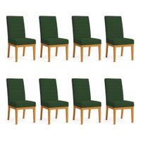 Kit 8 Cadeiras de Jantar Solana Veludo Verde Base de Madeira - Pallazio
