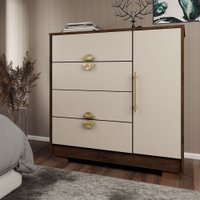 Cômoda Sapateira Búzios 1 Porta 4 Gavetas Imbuia/Fendi - Panorama Móveis