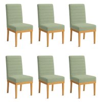 Kit 6 Cadeiras de Jantar Solana Boucle Verde Pistache Base de Madeira - Pallazio