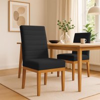 Cadeira de Jantar Solana Boucle Preto Base de Madeira - Pallazio