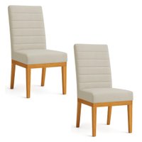 Kit 2 Cadeiras de Jantar Solana Suede Cappuccino Base de Madeira - Pallazio