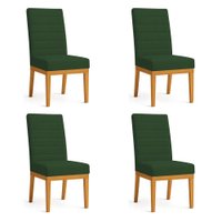 Kit 4 Cadeiras de Jantar Solana Veludo Verde Base de Madeira - Pallazio