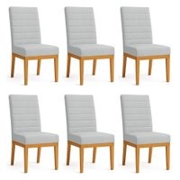 Kit 6 Cadeiras de Jantar Solana Suede Cinza Base de Madeira - Pallazio