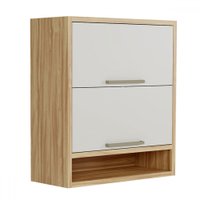 Armário Aéreo Cozinha 80 Cm Syrah 2 Portas 100% Mdf Amêndoa/Off White - Rio Doce
